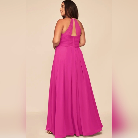 Azazie Ginger Chiffon Fuscia Gown Wedding Mother Of The Bride Prom Wedding - Picture 4 of 16